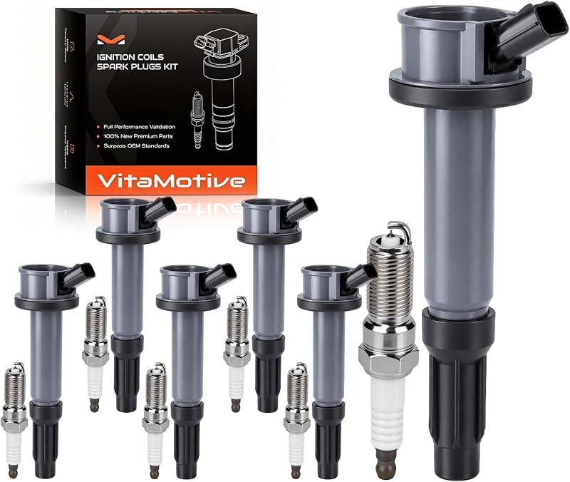 Kit de bobinas de ignição e velas de irídio VitaMotive para Ford, Mercury, Mazda e Lincoln – 6 bobinas + 6 velas