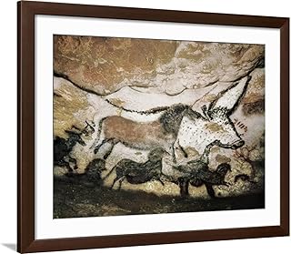 ART.COM Wall Art Print The Cave of Lascaux on Brown Frame, 40" x 32"