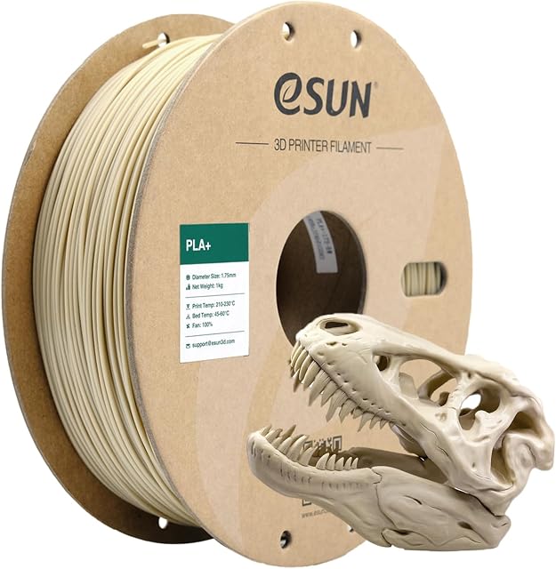 eSUN Filament PLA+ 1,75mm, Filament do Drukarek 3D PLA Plus, Dokładność Wymiarowa +/- 0,03mm, Szpula 1KG (2,2 LBS) Filament do Druku 3D do Drukarek 3D,Biały Kostny