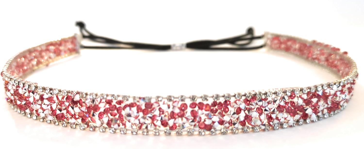 Pink Crystal Rhinestone Cowgirl Hat Band Jewelry Adjustable Size Hat Not Included