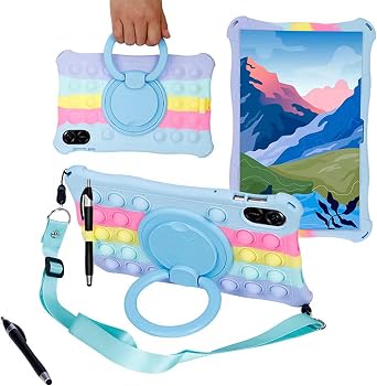 Tablet Case for Huawei Honor Pad X9/ X8 PRO 11.5 inch Soft Anti-Stress Silicone Case with 360 Rotate Stand/Pencil Holder/Shoulder Strap/Pen for Huawei Honor 11.5 inch Colorful Light Blue