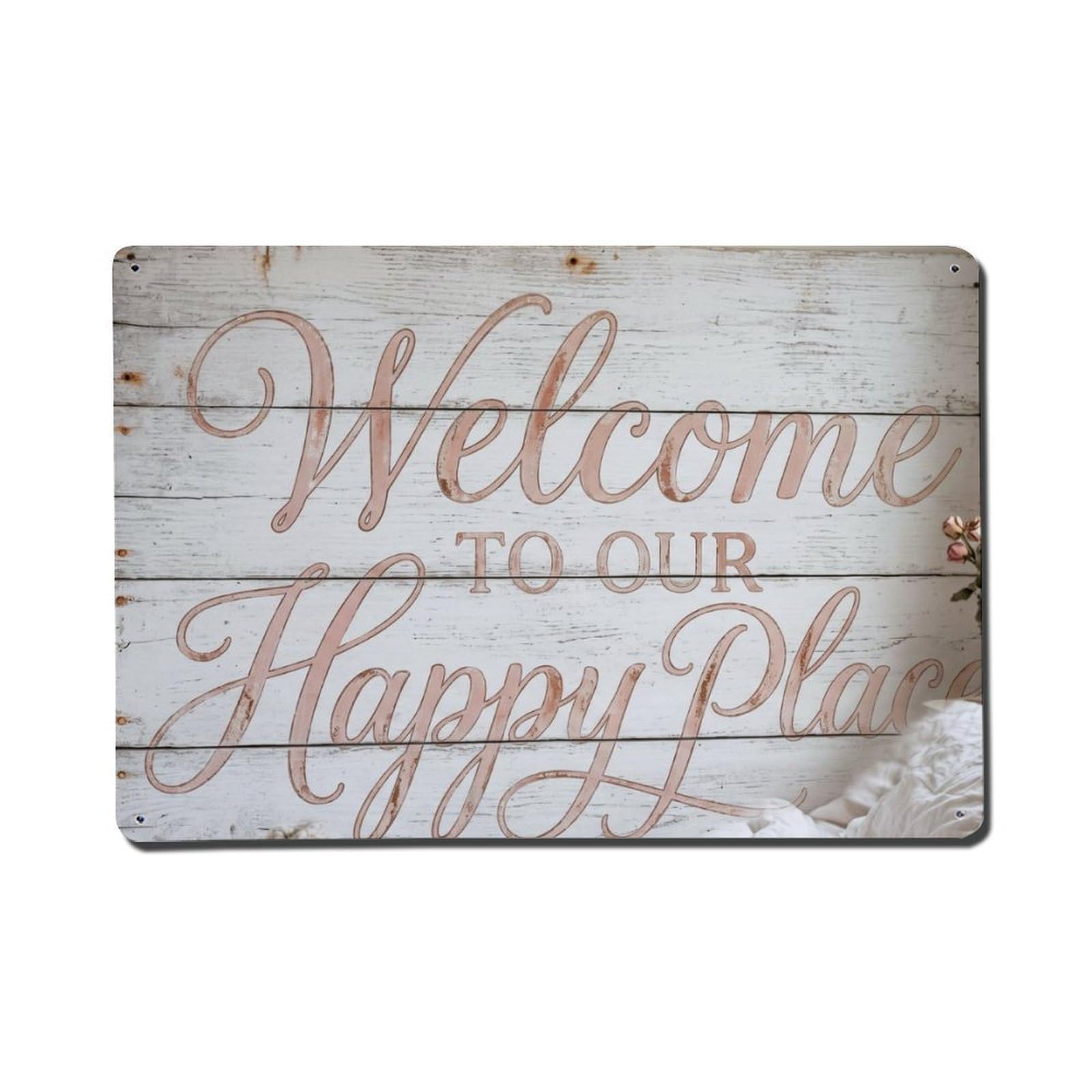 Shabby Welcome Chic Bedroom Metal Tin Sign Plaque Wall Decor for Cafe, Club Bar, Office, Home Garden Metal Poster 8x12Inch