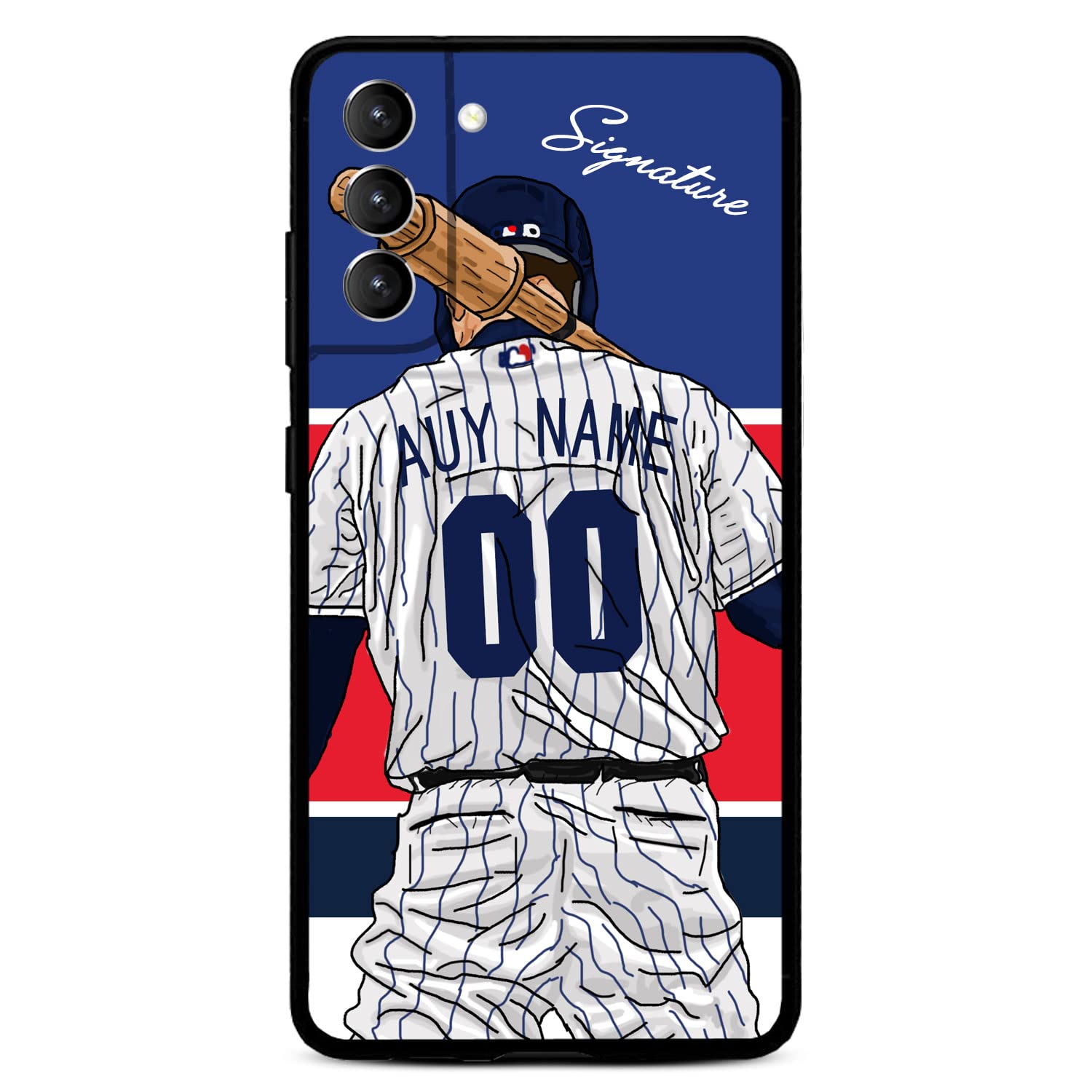 VNGDA Custom Name & Number Phone Case for Samsung Galaxy S24 S23 S22 S21 S20 + Ultre S21 FE S10 S8 S9 Plus，DIY Design Baseball Playe Liquid Silicone