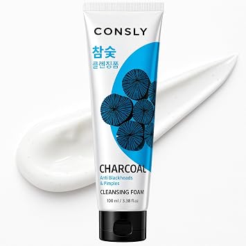 Charcoal Face Wash Pore Cleanser for Oily & Combination Skin, Helps Reduce Blackhead Appearance, Oil Control, Gentle Exfoliating Foam, Korean Skincare 100ml