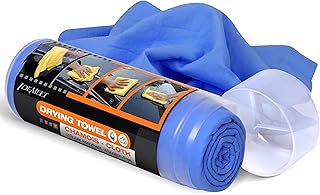 Premium Absorbent Car Drying Chamois Cloth Shammy Towel, 26''x17'' Large, Reusable for Vehicle, Bathroom, Dust Remove, No Spots/Streak/Scratch, Blue