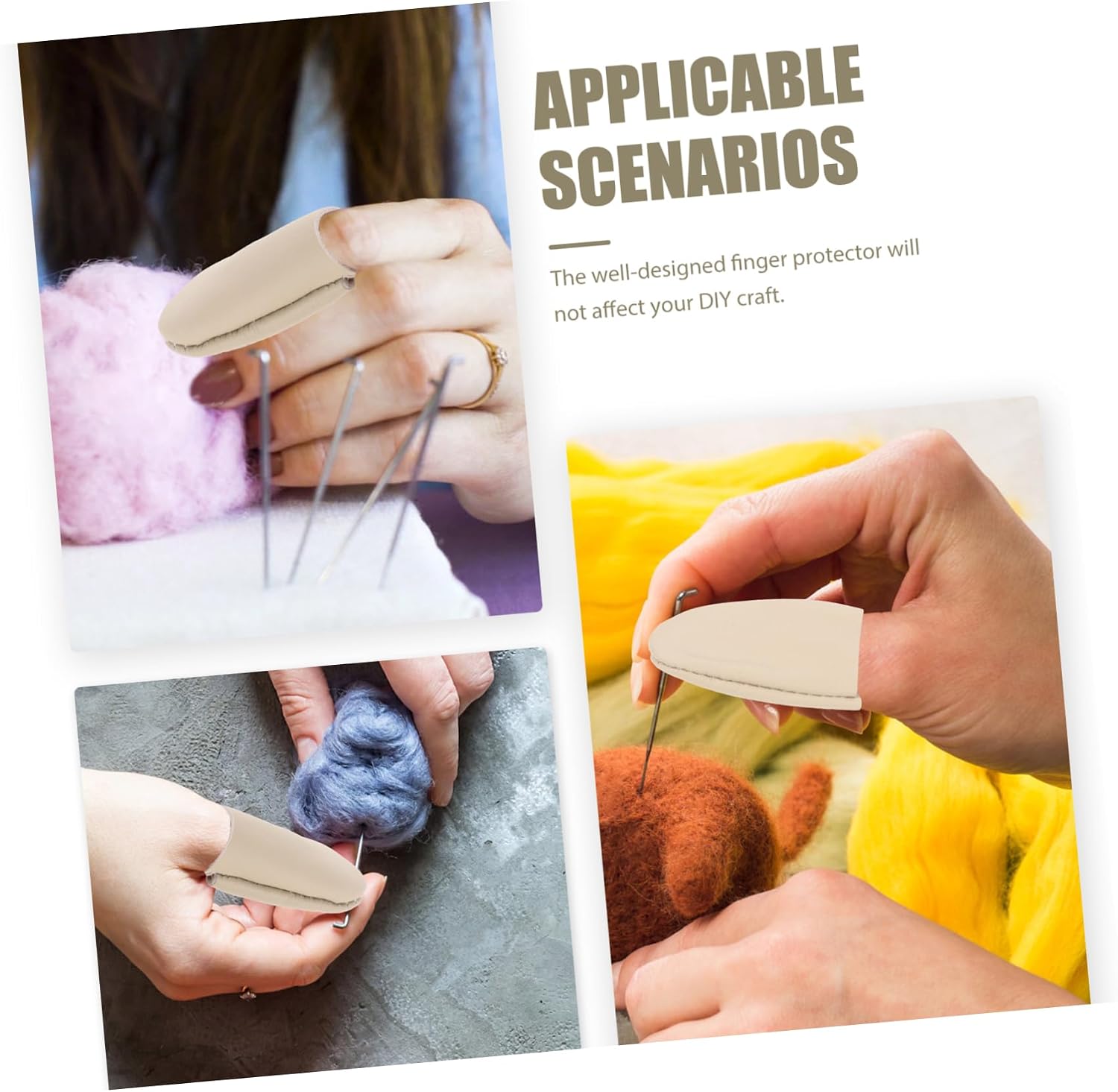 DOITOOL 10Pcs DIY Needle Felting Protectors Durable PU Leather Cost Sewing and Felting Guards for Safe Crafting Random Colors Essential Tool for
