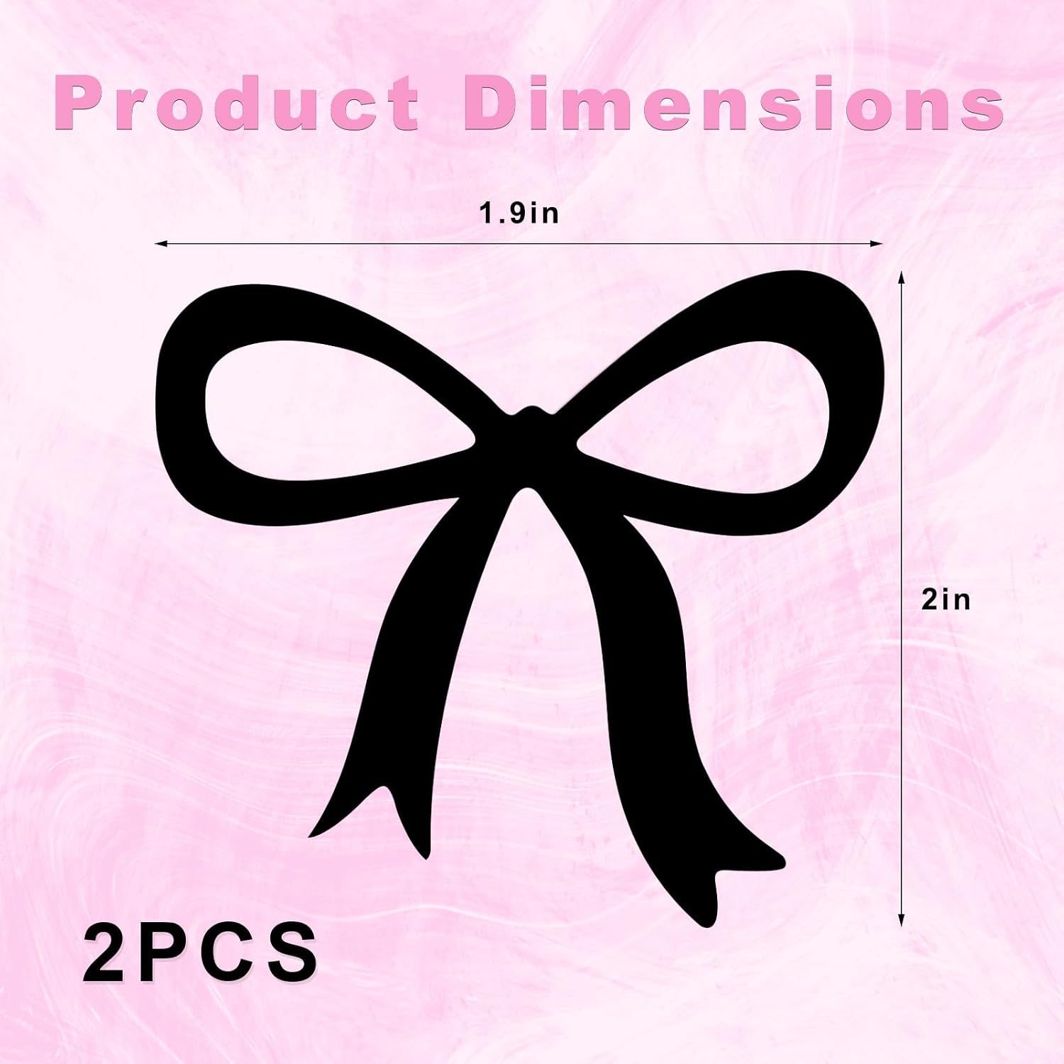 2 PCS Bow Rearview Mirror Decals, 2 Inches Elegant Bow Auto Rearview Mirror Decals, Waterproof Vinyl Bowknot Decal Interior Decor for Most Vehicles, Car Accessories (Black) image 2