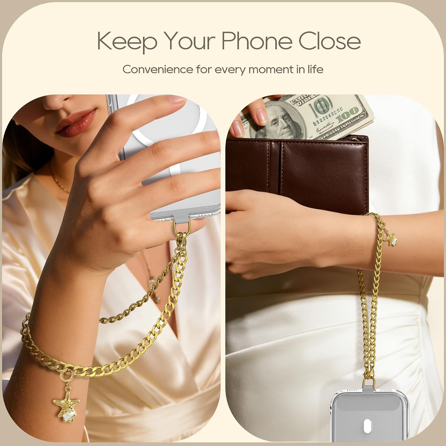 Beaded Phone Charm Wrist Strap with Tether Tab image 4