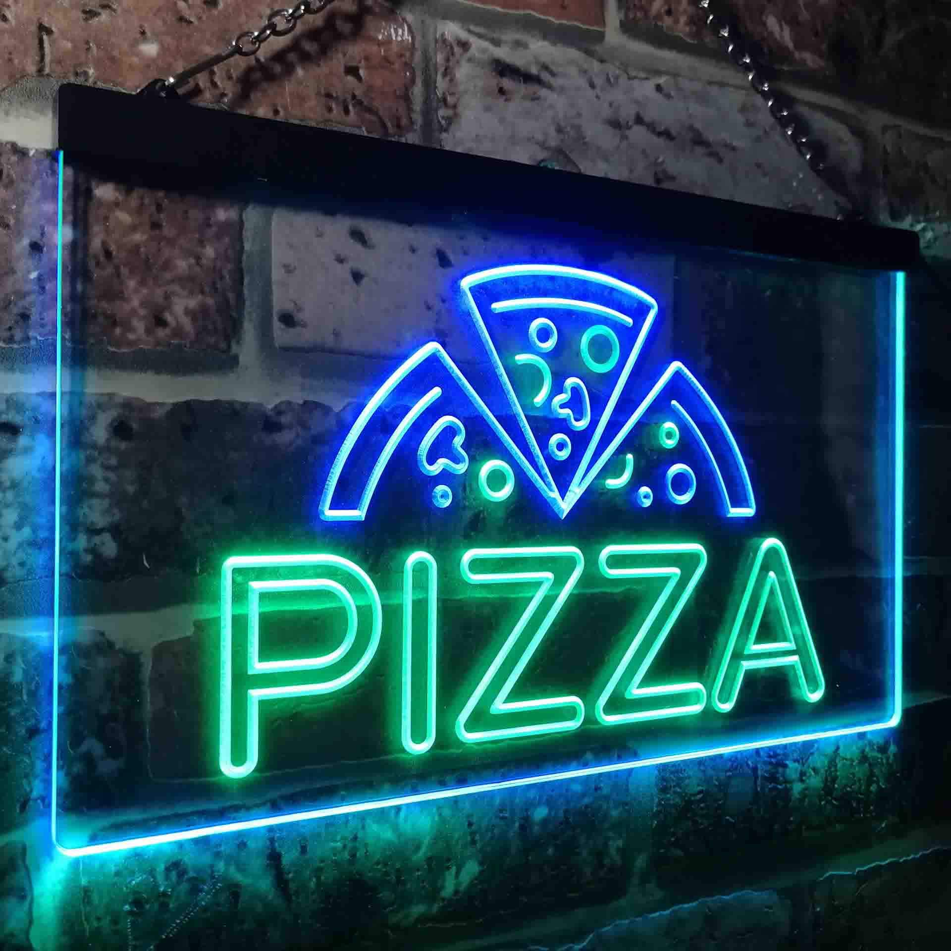 ADVPRO Pizza Shop Open Dual Color LED Enseigne Lumineuse Neon Sign Vert et Bleu 600 x 400mm st6s64-i3564-gb