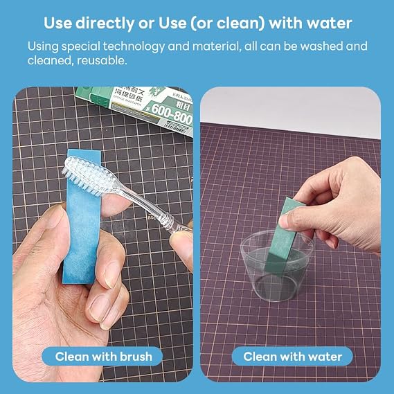 stedi Sanding Sponge for Model Gundam Building, Hobby Model Tools Hand Sanding Block Waterproof Wet Dry Reuse 1000 to 2500 Grit Sandpaper, 30 Sheets