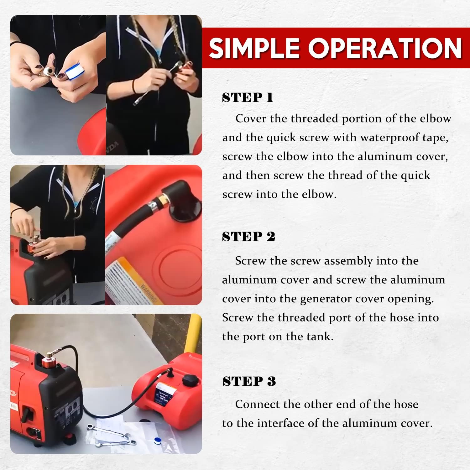 Single System Clam Kit HND1.2CS Fit for Honda EU1000i and EU2000i Generators, Extended Fuel System Kit Replace for HND1.2CS Single System Clam Kit