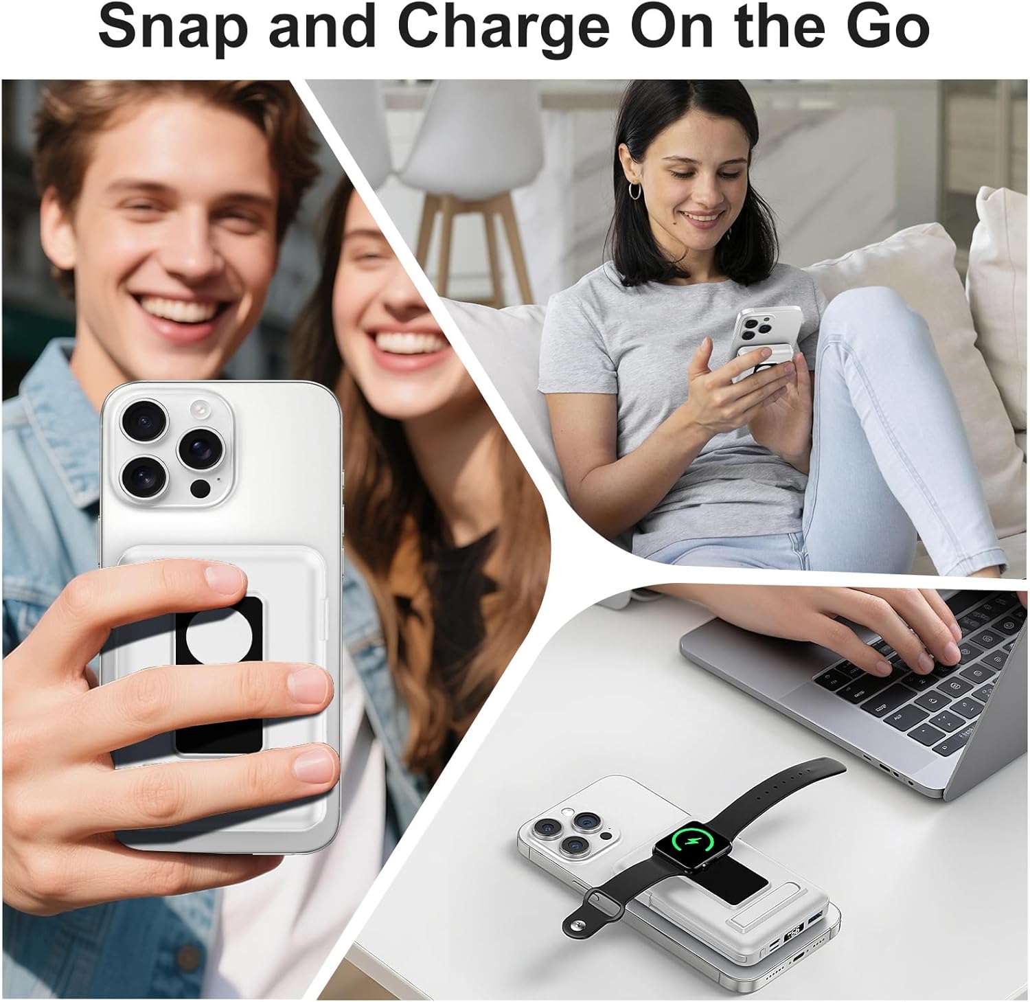 Magnetic Portable Charger, 10000mAh Wireless Power Bank for iPhone with Built-in Cables, 20W Fast Charging for Magsafe Battery Pack with Stand for iPhone Air/17/16/15/14/13/12 and Apple Watch - Image 8