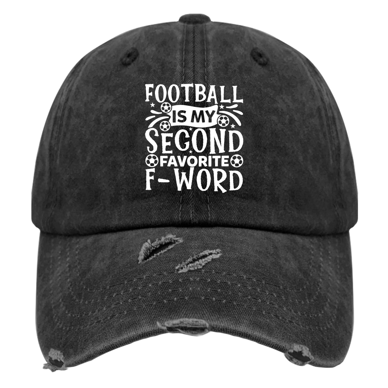 Football is My Second Favorite F Word Hats for Men Washed Distressed Baseball Caps Funny Washed