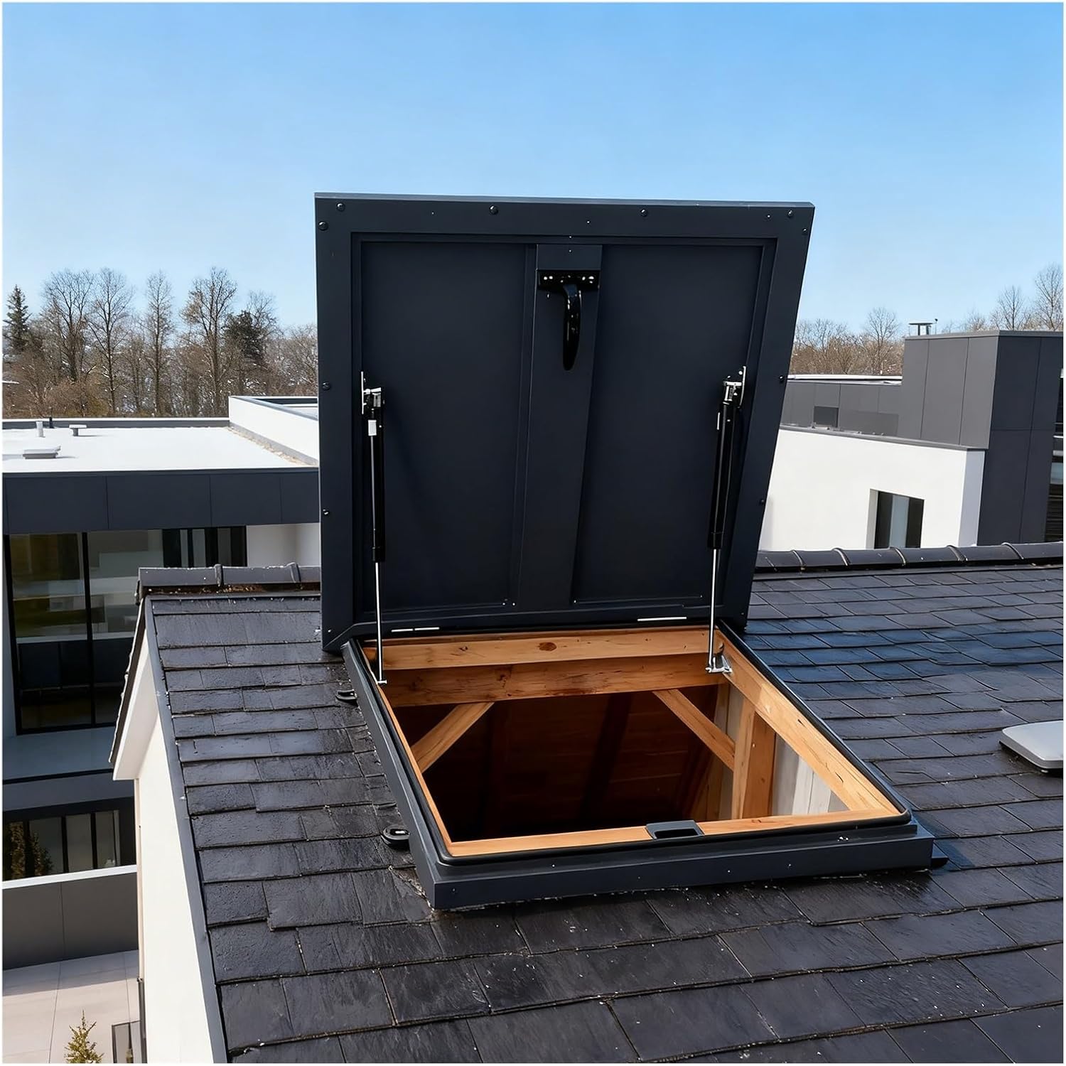 Aluminum Alloy Boat Storage Security Door, Customizable Attic Skylight Cover Sealed Against Rain for Electric Well Passages, Vents, Rooftops(65x65cm/25.59x25.59in)