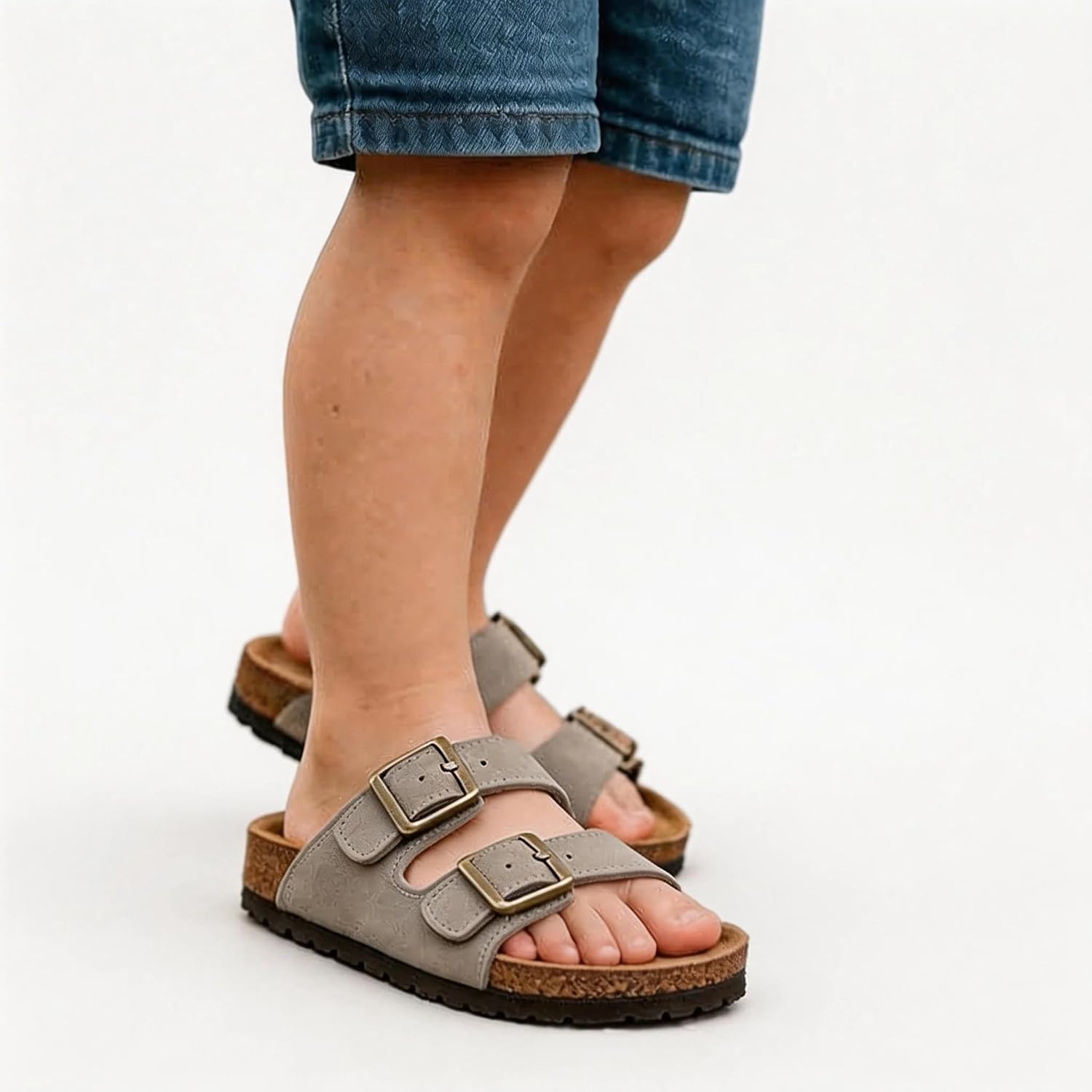 Kids Sandals for Girls & Boys Cork Footbed Non-Slip Boys & Girls Slide Toddler Slippers with Adjustable Straps for Indoor & Outdoor