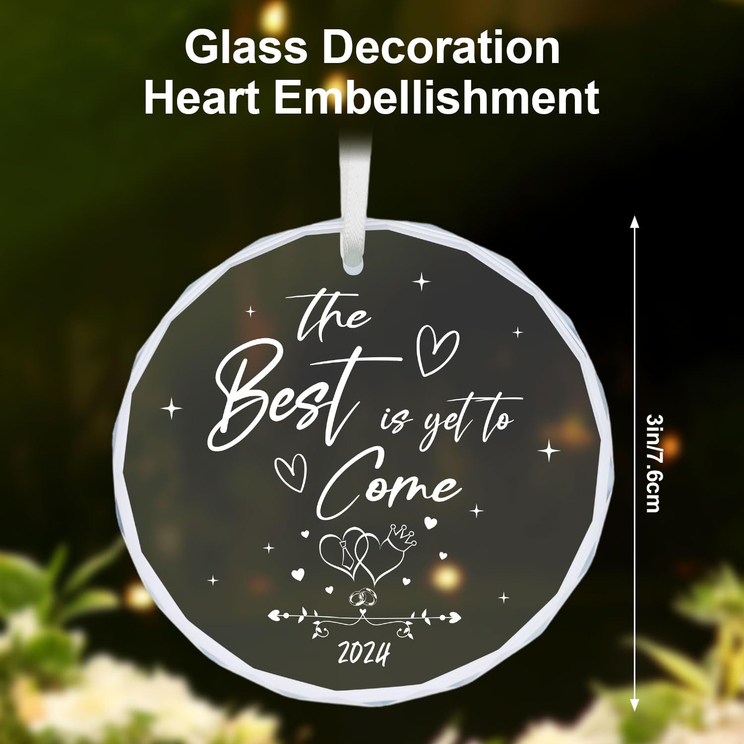 Engagement Gift for Couples 2024, Engagement Ornament Newly Engaged Couples Happy Engagement Just Bride to Be Gifts for Her Glass Engagement Plaque Decorations with Box - Image 2