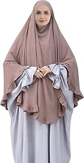 Muslim Prayer Hijab Solid Color Ruffled Head Scarf Women Islamic Head Cover Khimar