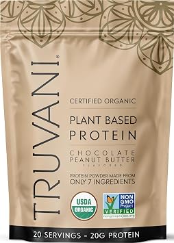 Truvani Organic Plant Based Protein Powder | Chocolate Peanut Butter