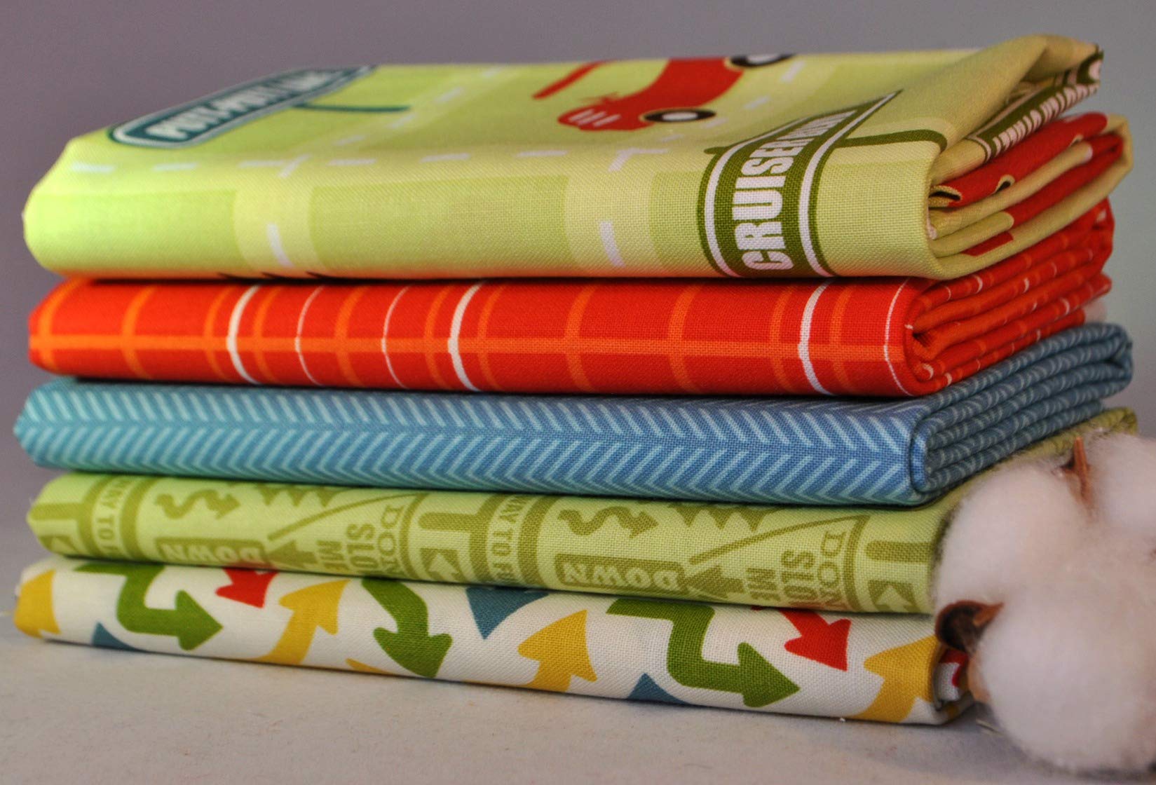 Cruiser Blvd Green 5 Fabric Fat Quarters by Sheri McCulley Studio for Riley Blake