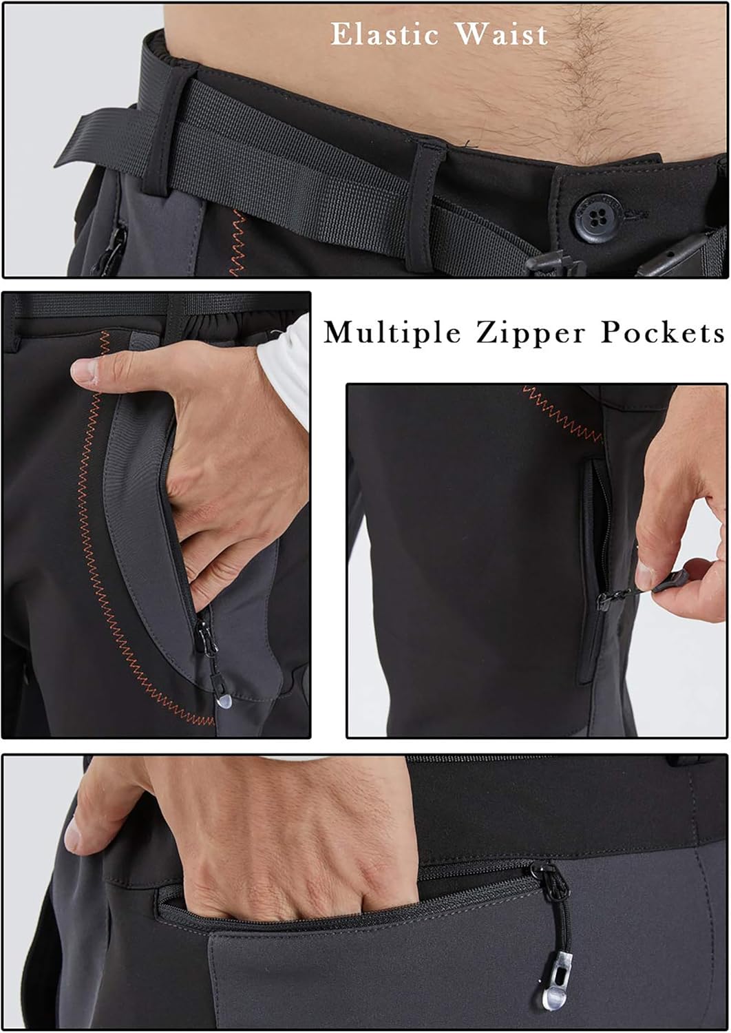 GASH HAO Men's Snow Ski Pants Waterproof Insulated Snowboard Pants Breathable Fleece Lined Zipper Bottom Ankle - Image 5