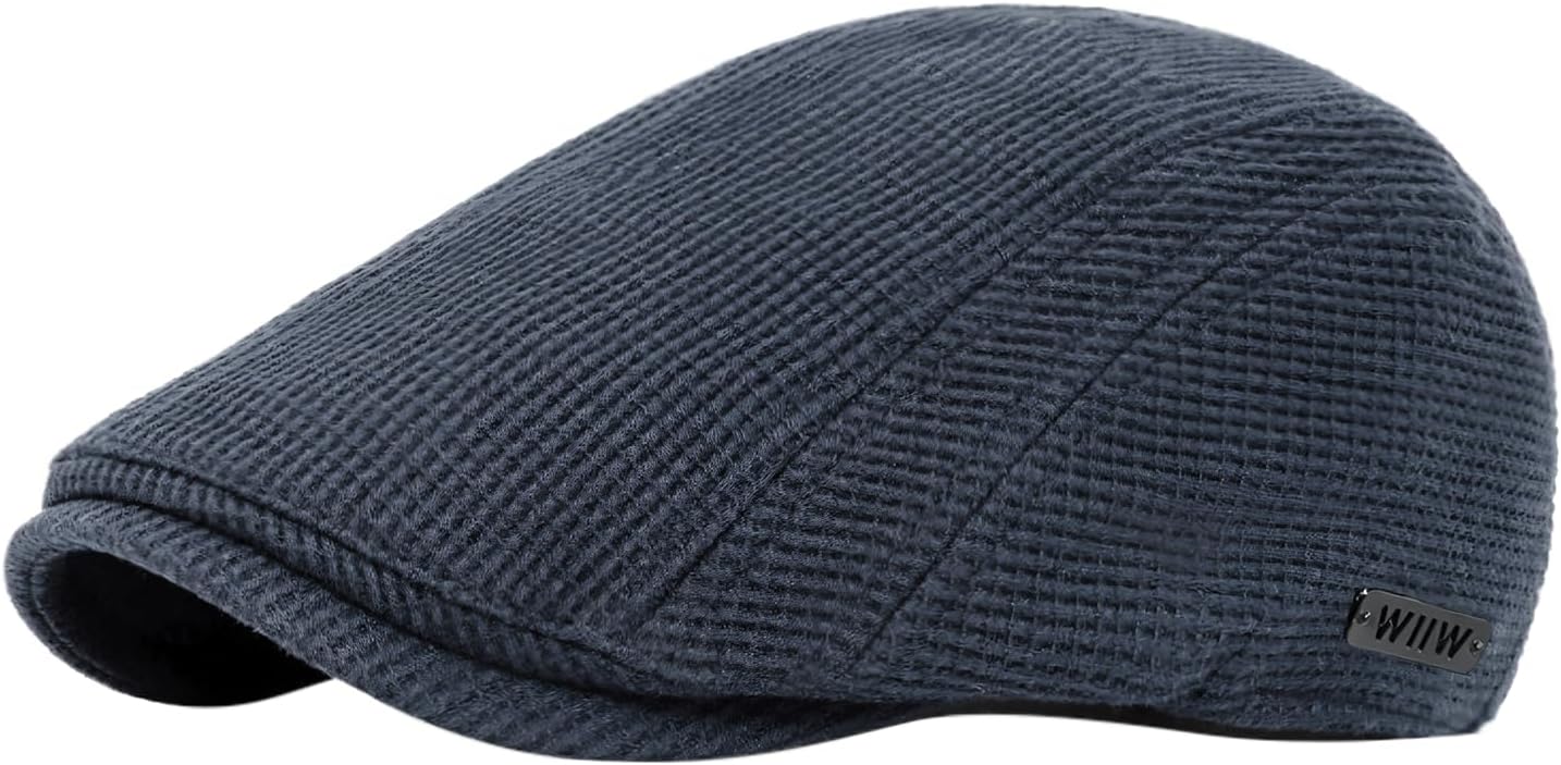 Retro Style Flat Cap for - Women Men Adjustable Warm Hat Lined Cabbie Ivy Cap Trendy Beret Peaky Flat Cap Driving
