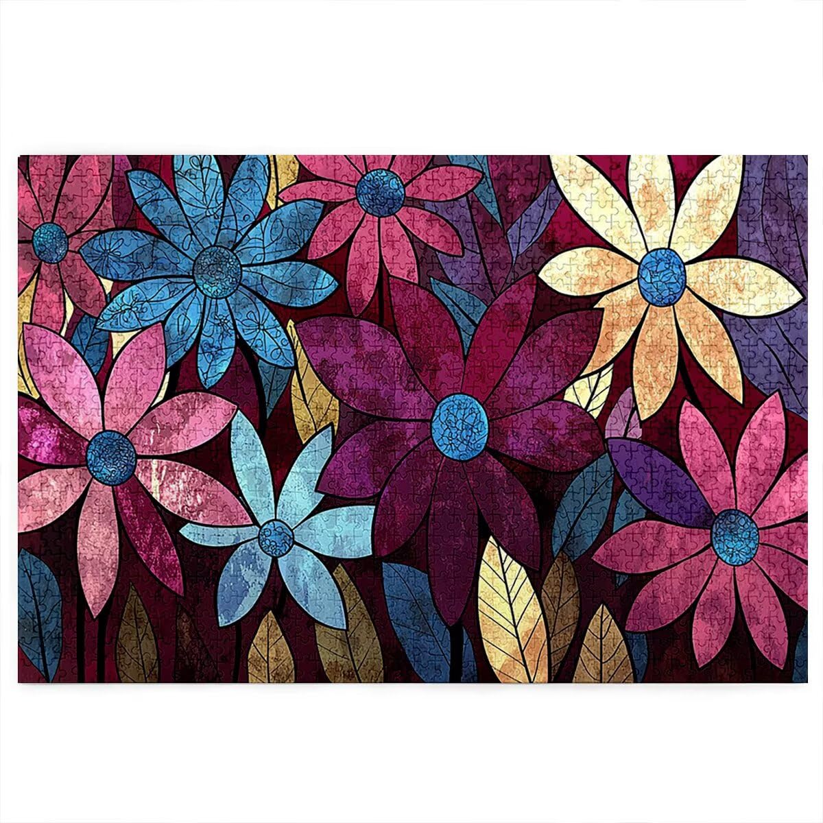 Puzzle 2000 sztuk kwiat dla dorosłych, abstrakcyjne drewniane puzzle dla dorosłych, trudne drewniane łamigłówki, rodzinne gry edukacyjne, łamigłówki z pudełkiem na prezenty dekoracje do domu, prezent