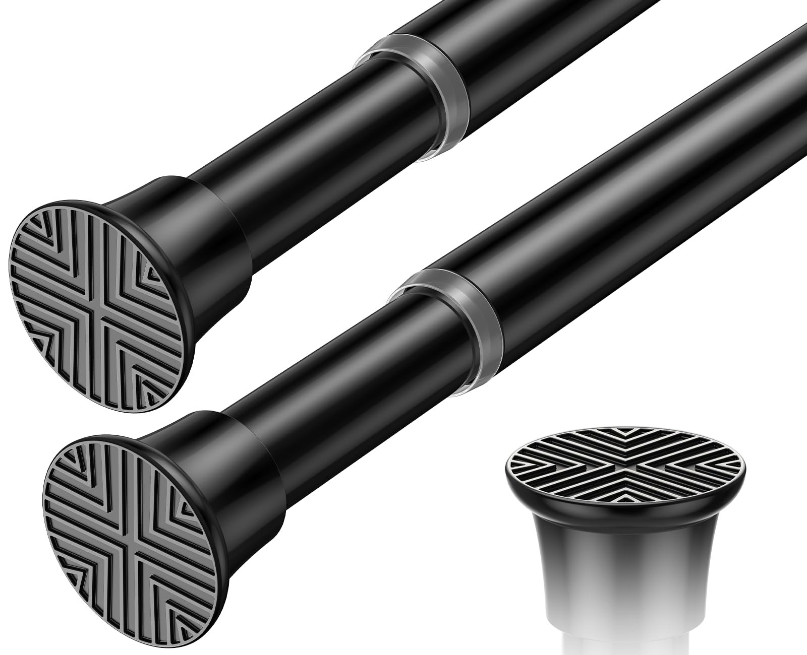 Zipglo Small Tension Rod 39-98 cm Adjustable Tension Pole No Drill Extendable Curtain Poles, Tension Rods for Curtains Tension Curtain Pole for Door, Black 2Pcs — image 1