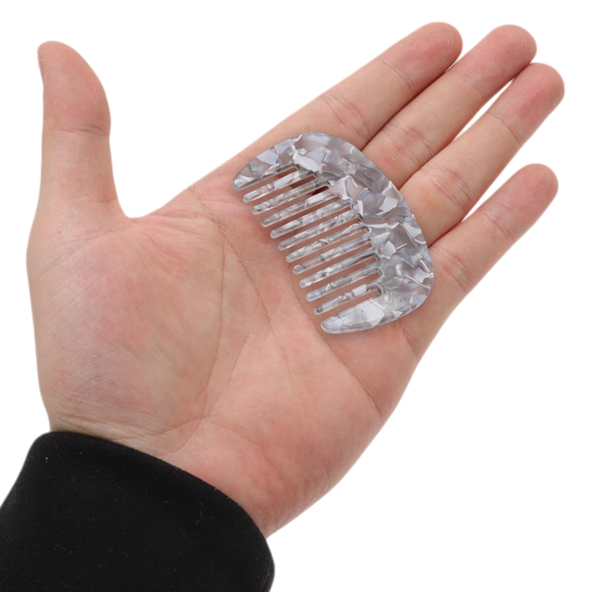 VOCOSTE Peine de dientes anchos, tamaño de bolsillo para cabello rizado, color gris plateado