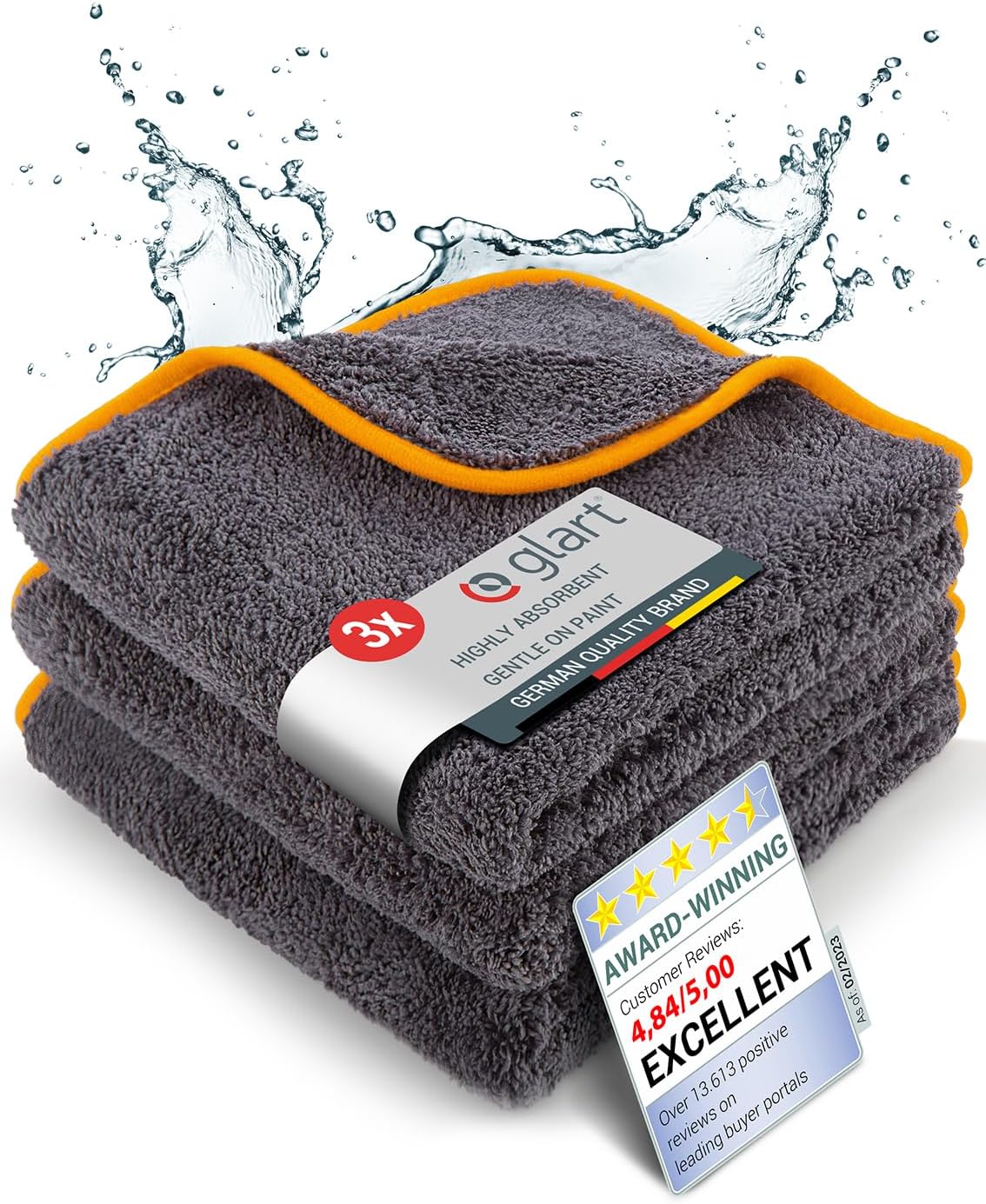 glart-443tpo-3-super-absorbent-microfibre-thick-plush-cloths-40-x-40-cm-for-car-drying-detailing-polishing-cleaning-wash-anthracite