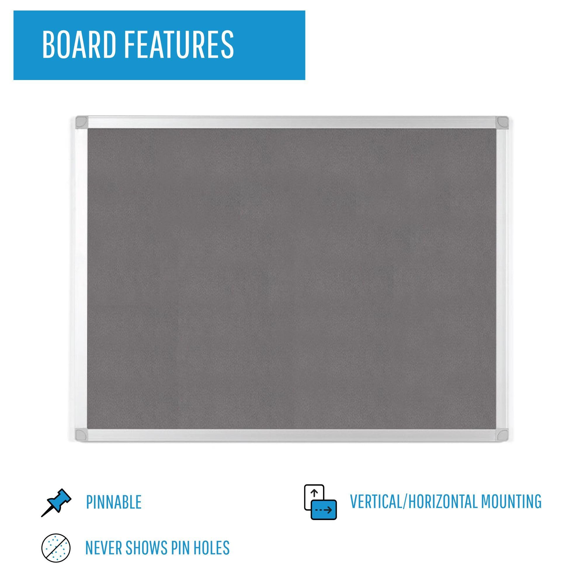 Mastervision Ayda Pinnwand mit Wandhalterung, 45,7 x 61 cm, blauer Filz, Aluminiumrahmen, für Zuhause oder Büro