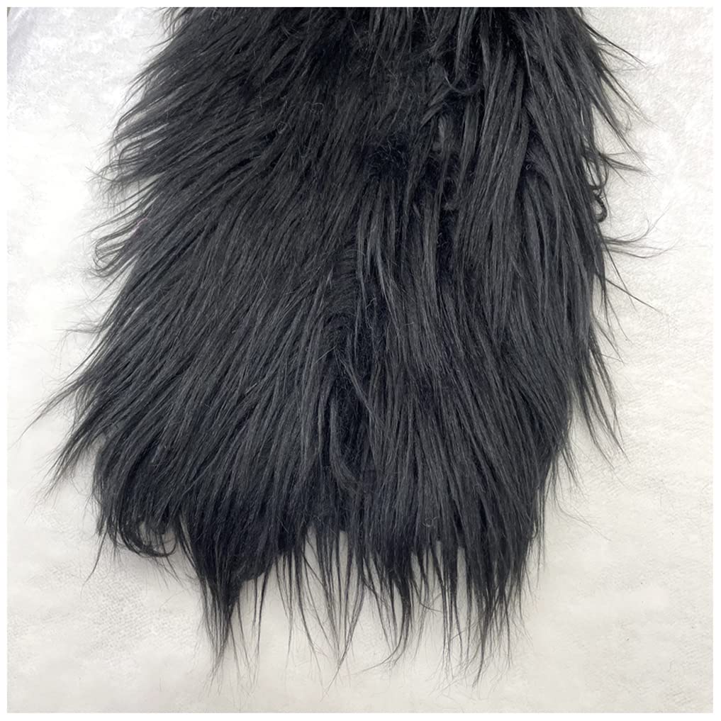 NAKANN Long Hair Faux Fur Fabric Soft Luxury Plush Fluffy 170x50cm 66''x19'' Artificial Fur Fabric for Costume Arts Crafts Toys Decorations Cosplay Throws(Color:black)