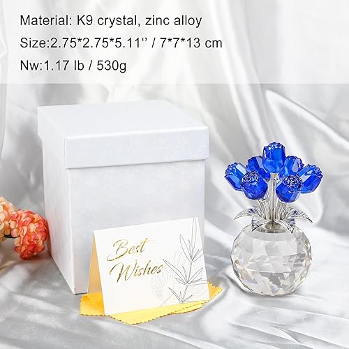 Miniatura 5 de Ornalrist Figuras de rosas de cristal, regalos para esposa y ella, regalos románticos para mujeres en aniversario, día de San Valentín, día de la