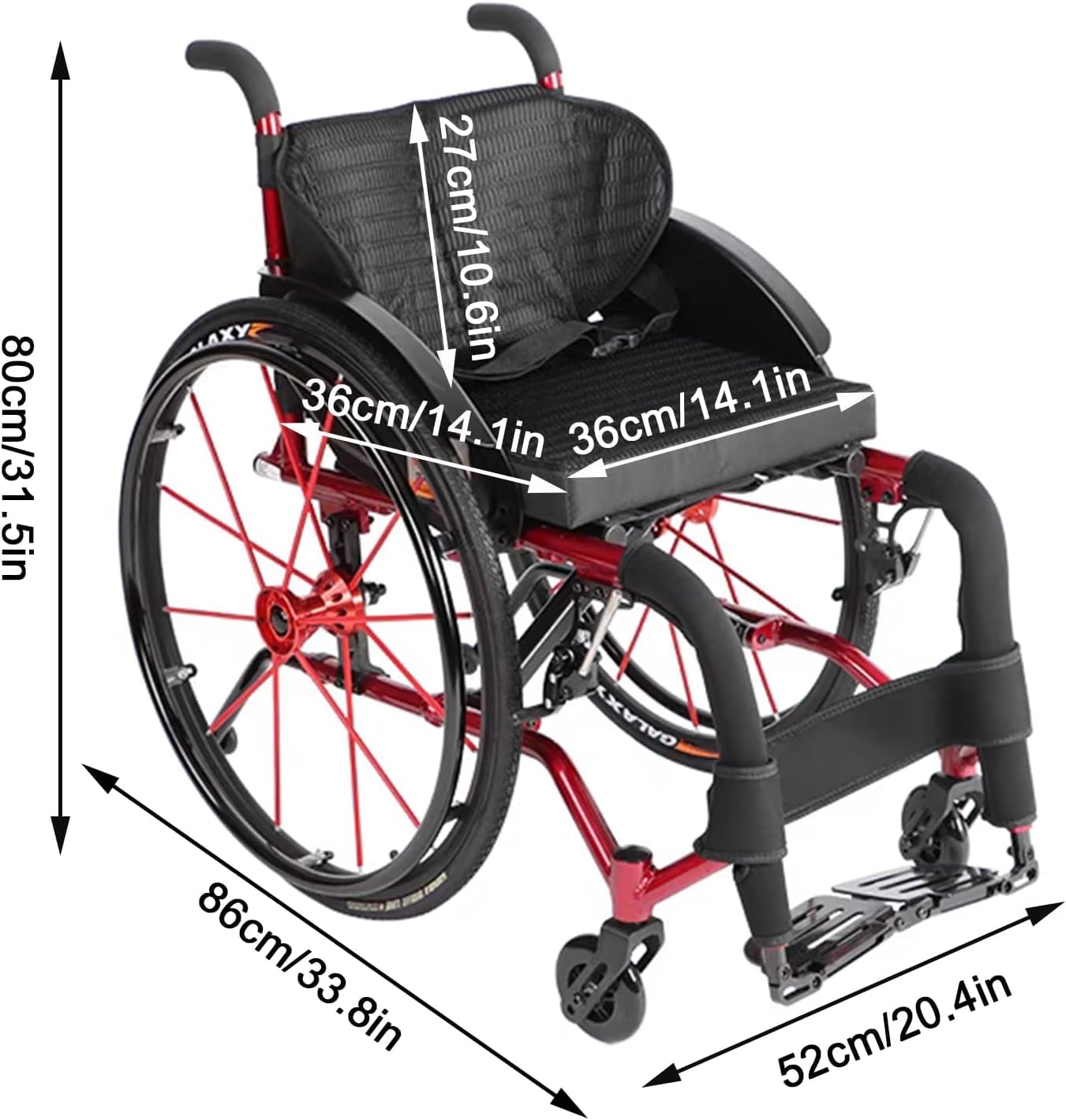Carrozzine Sportive per disabili Carrozzine in Alluminio Pieghevoli ultraleggere Mano nella Mano con deambulazione autonoma con Freni a Mano
