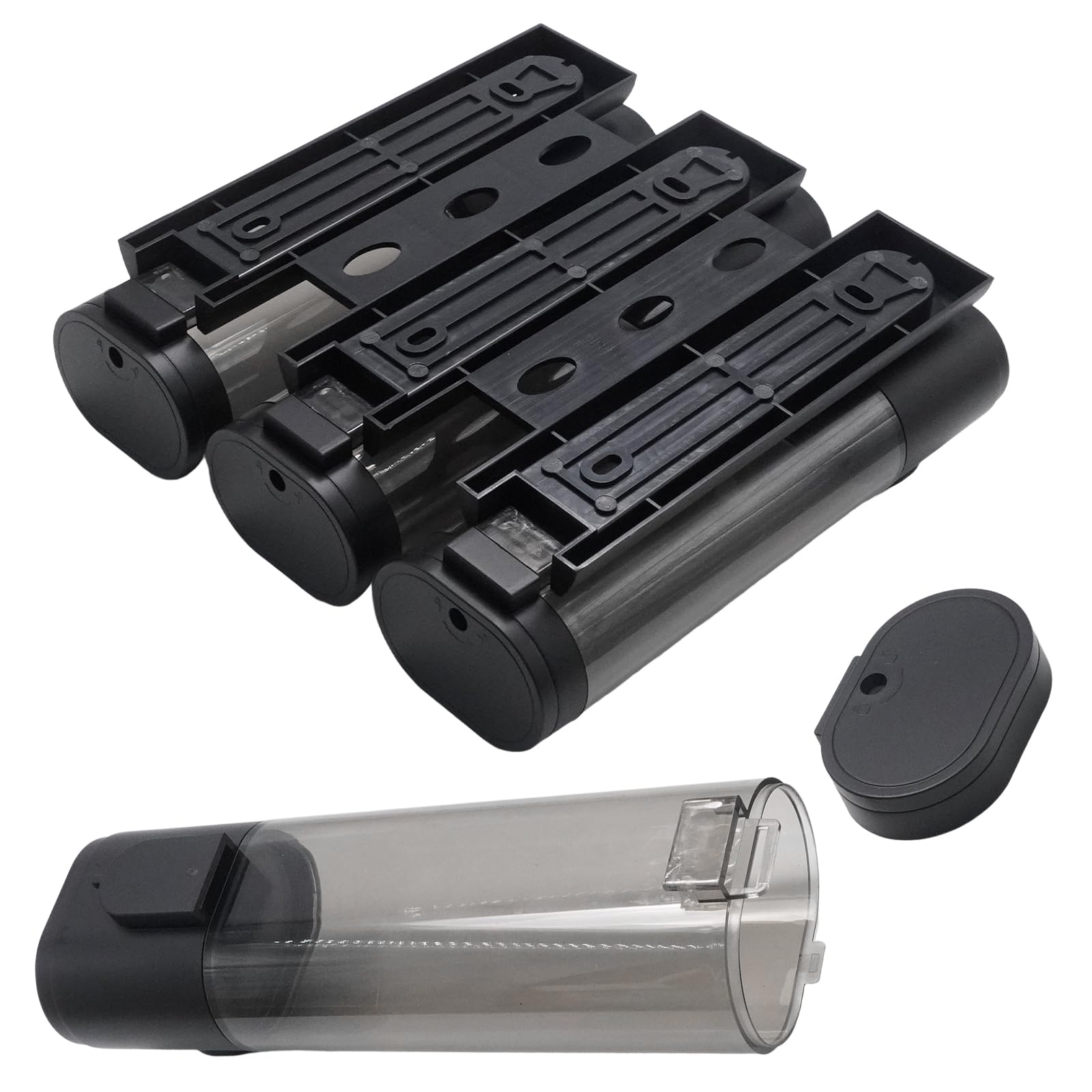 Hoypeyfiy Set dispenser per sapone a parete a 3 camere, dispenser per shampoo e gel doccia, installazione senza fori per l'organizzazione del bagno e della cucina (nero)
