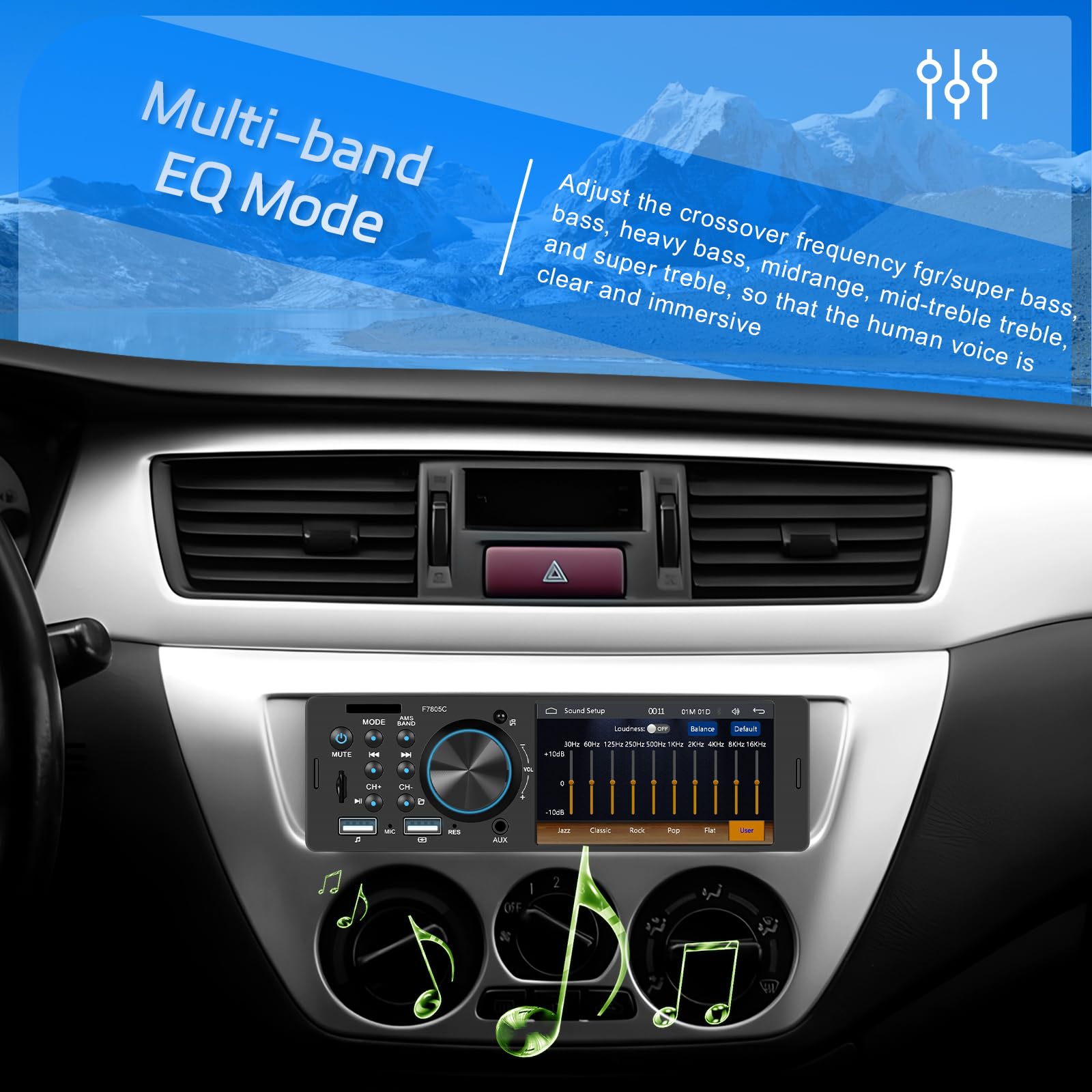 Hikity Radio de Coche 1 DIN Carplay y Android Auto, 4 Pulgadas Pantalla Táctil Estéreo de Coche con Bluetooth, Mirror Link, FM, Cámara Trasera