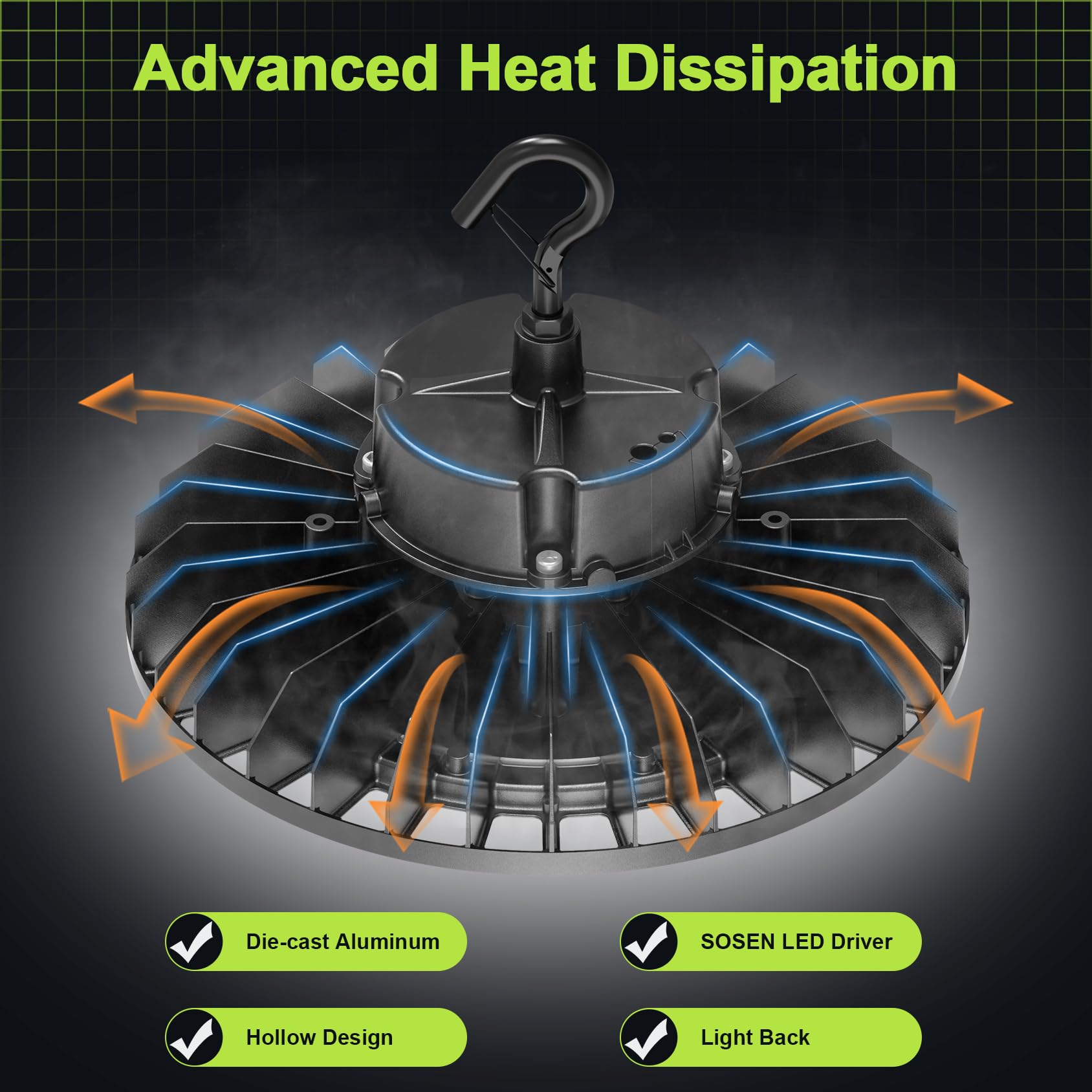 UFO LED High Bay Light 150W 22500LM 5000K High Bay Led Shop Lights with Dimmable Remote Control 5 — view 6