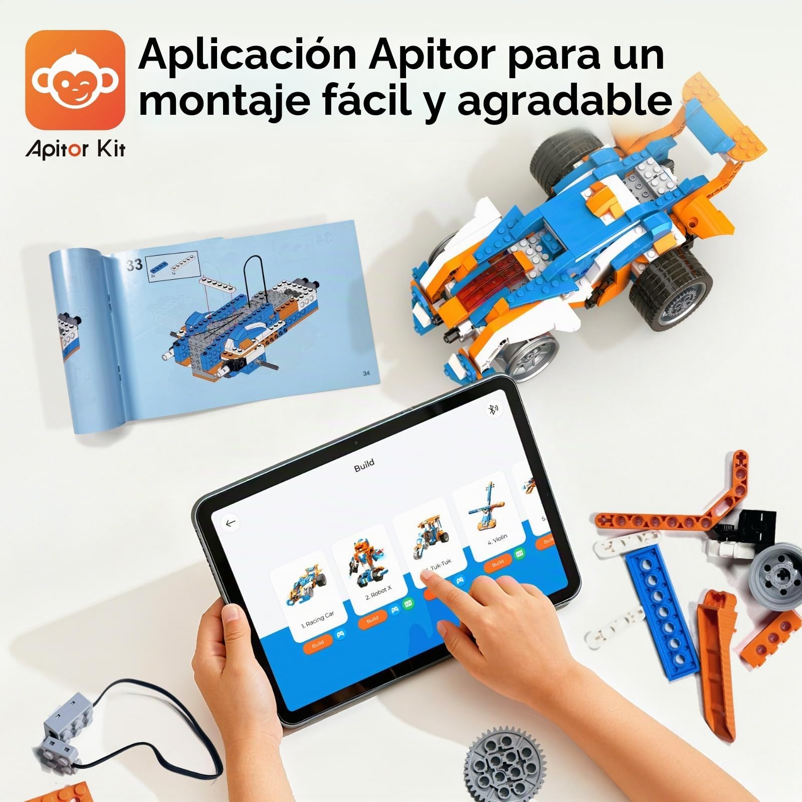 Apitor Kit de construcción de robot, 12 en 1 programable APP RC robot / kit de codificación de robots de coche, proyectos STEM regalos de cumpleaños educativos para niños niñas niños de 8 a 12 años