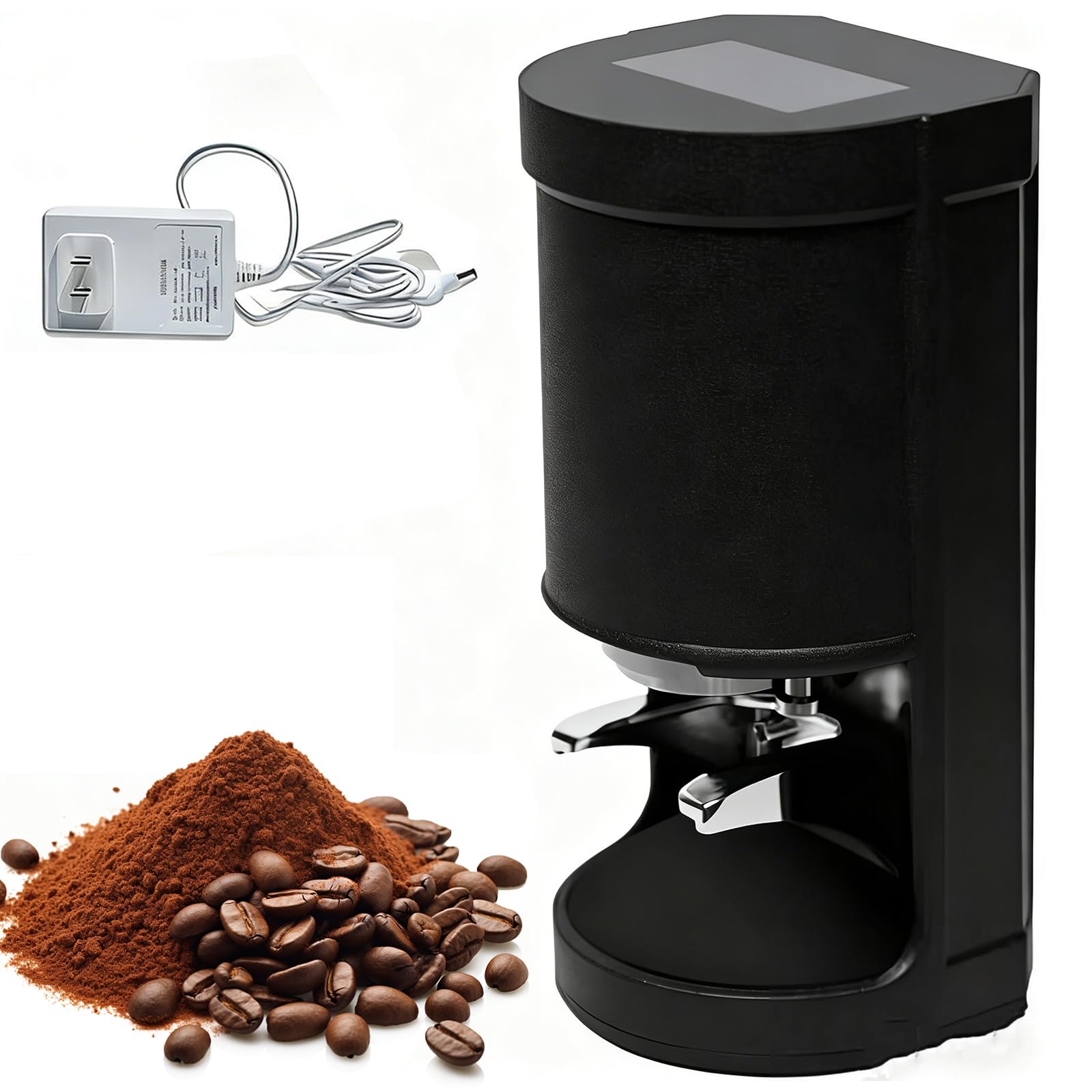 Tasseur à café électrique 58mm automatique noir avec pression réglable de 5 à 30 kg
