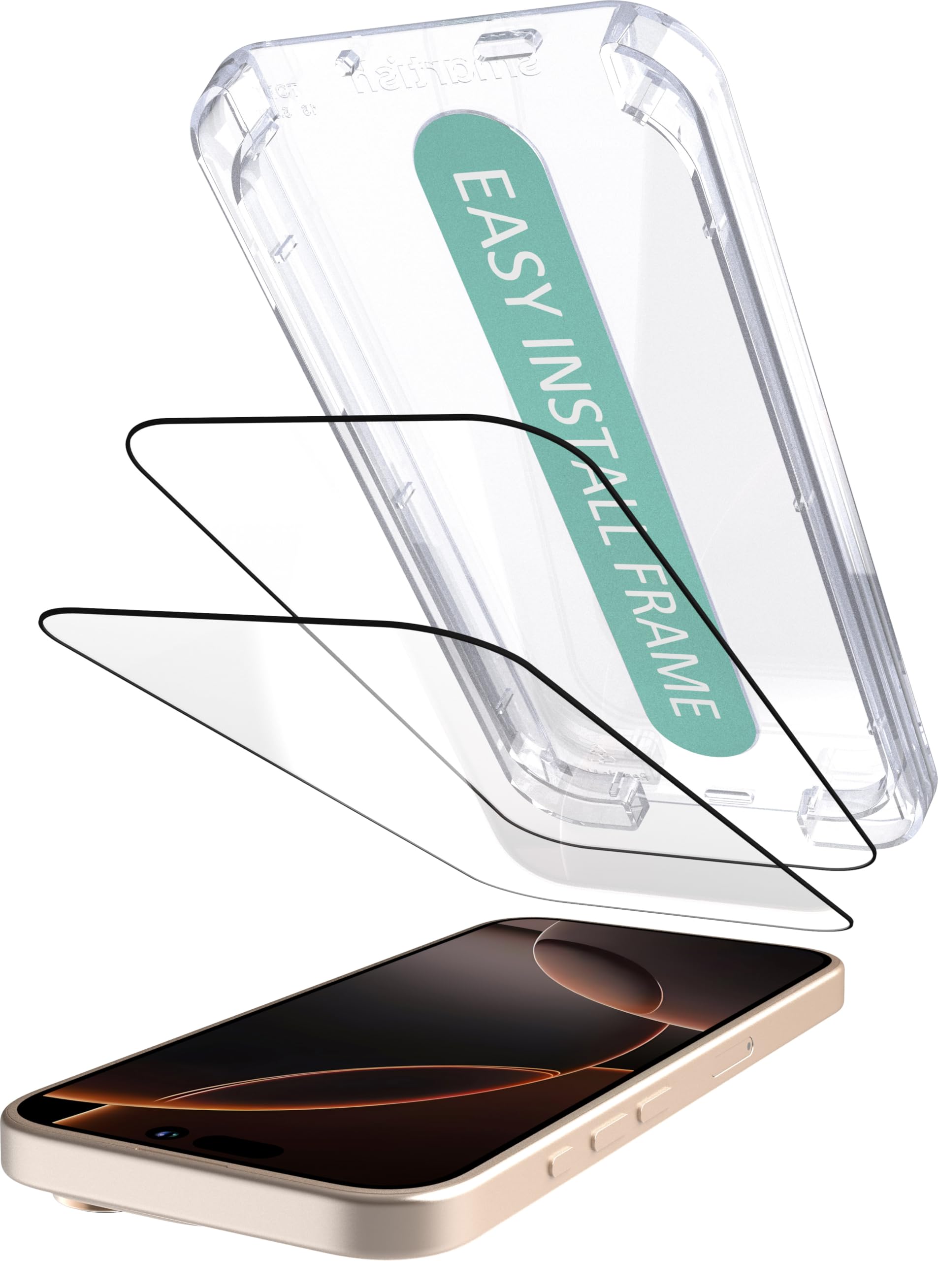 Smartish iPhone 16 Pro Max Screen Protector, Tuff Sheet, Glass 2 Pack