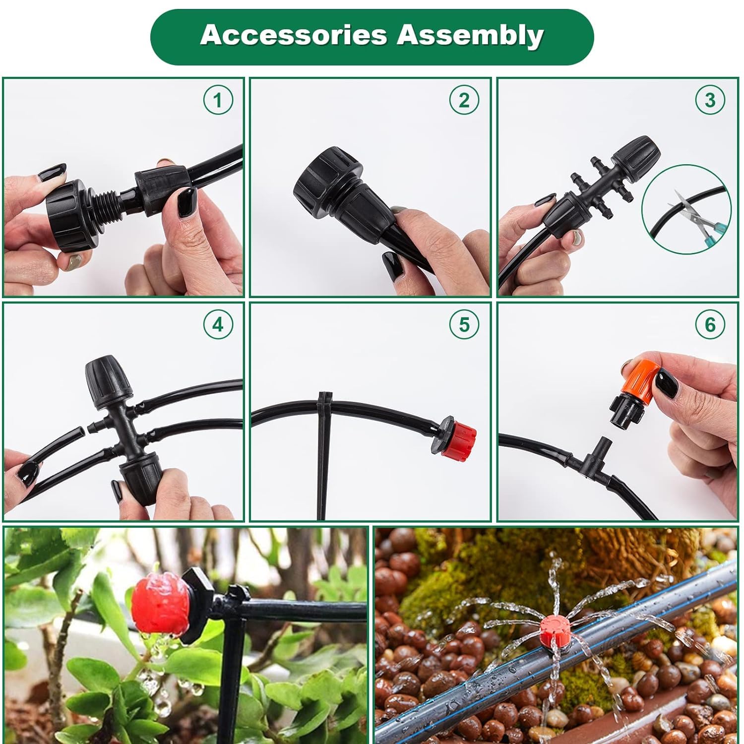 Sistema Di Irrigazione Automatico A Goccia 360° Per Giardino – Kit Da 10m Con Ugelli In Ottone Regolabili – Per Aiuole, Serre E Prati - 3