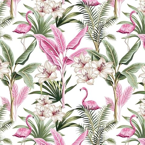 Self Adhesive Wallpaper 45cm X 300cm Sticky Back Plastic Roll Vinyl Film PVC Peel and Stick Stickers Waterproof for Shelf Bathroom Wall Flamingo Cover