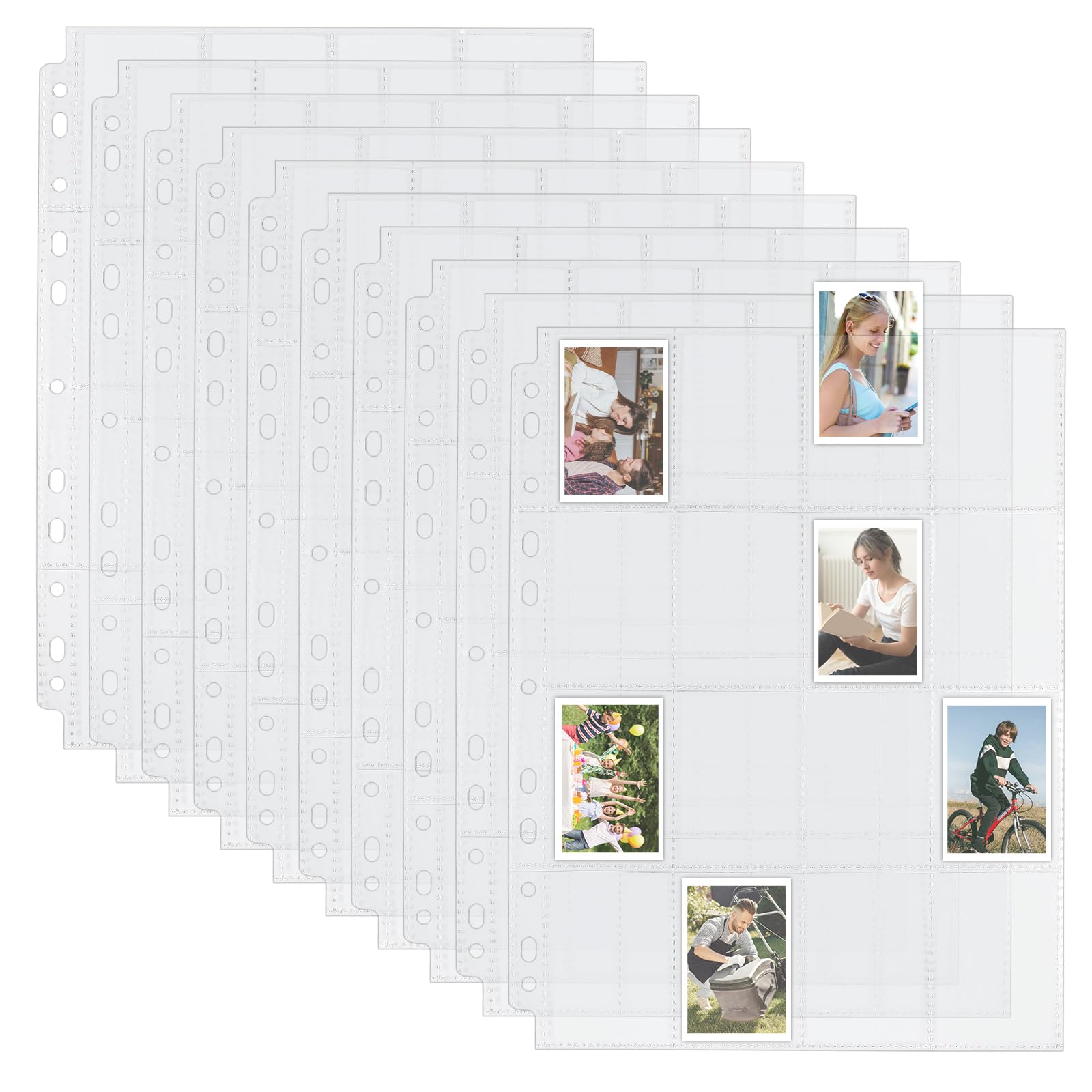 50 Stück Fotohüllen für 3-Ringbuch - für 800 Fotos, 2x2 Fotoschoner, transparente Kunststoff-Fotoalbum-Nachfüllseiten Fototaschen, Postkartenhüllen, säurefrei