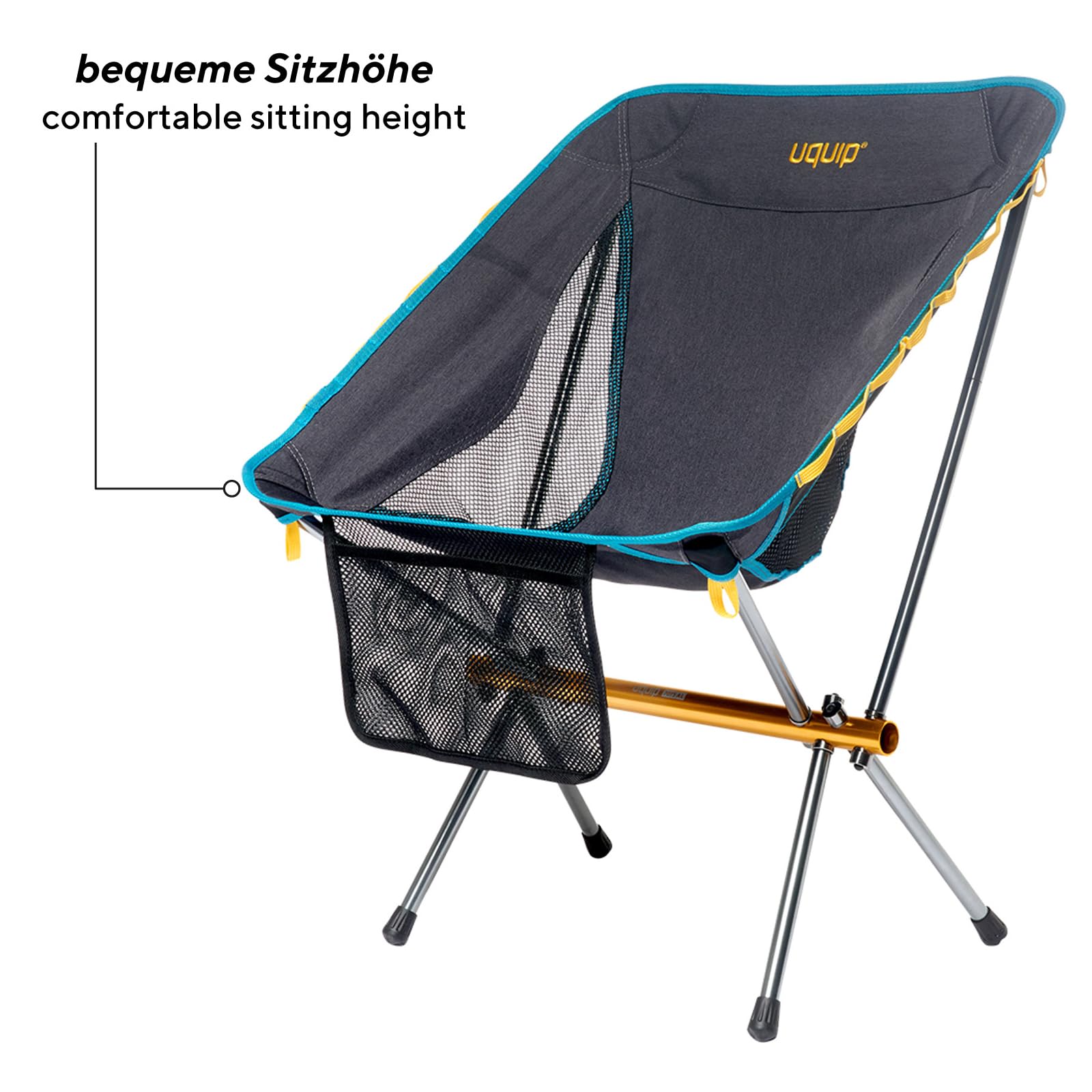 Uquip Chaise de camping Infinity I Chaise pliante ultra légère avec capacité de charge de 120 kg I Chaise pliante compacte en aluminium I Chaise d'extérieur portable pour le camping, la randonnée, les