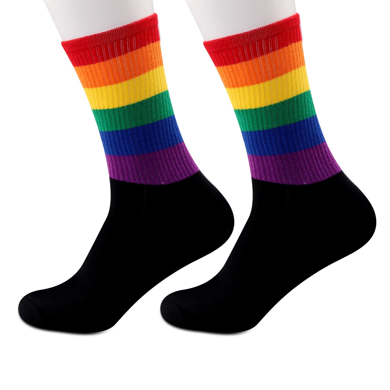 Nobrands Women's Rainbow Socks 2.0 1 Pair Pyoul Pairs Gay Pride Rainbow Socks Lgbtq Pride Flag Striped Rainbow Tube Socks (Rainbow Socks 2.0 1 Pair)