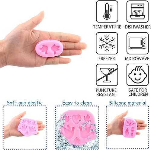 Miniatura 2 de Mujiang Juego de 4 moldes de silicona para decoración de pasteles pasta de chicles de chocolate magdalenas arcilla polimérica