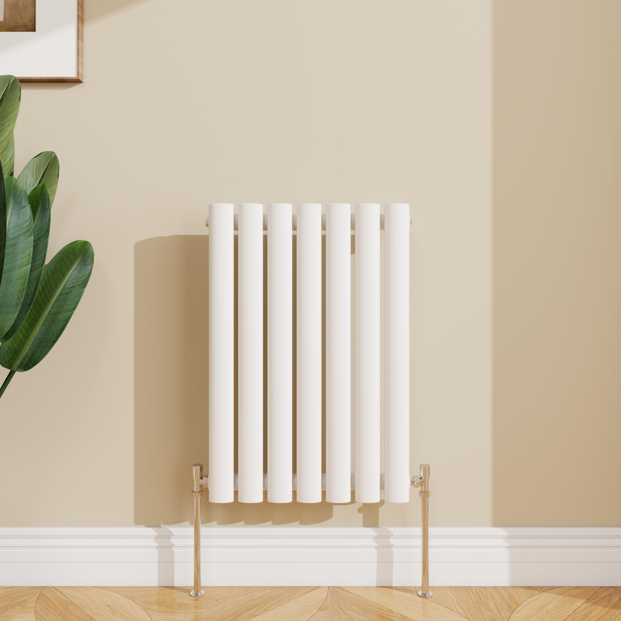 Sline Sanitary White Horizontal Oval Column Rradiator Bathroom Central Heating 600×413Mm Single Panel Radiator