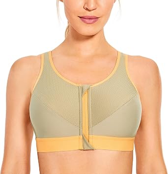 SYROKAN Women's Zip Front Unlined Bra Wireless Racerback