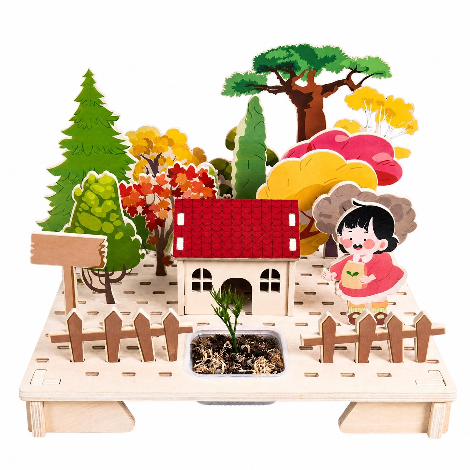 Fattoria e Giardino Miniatura in Legno da Creativo Set da Fattoria 6 in 1 Durevole per Bambini Età Prescolare
