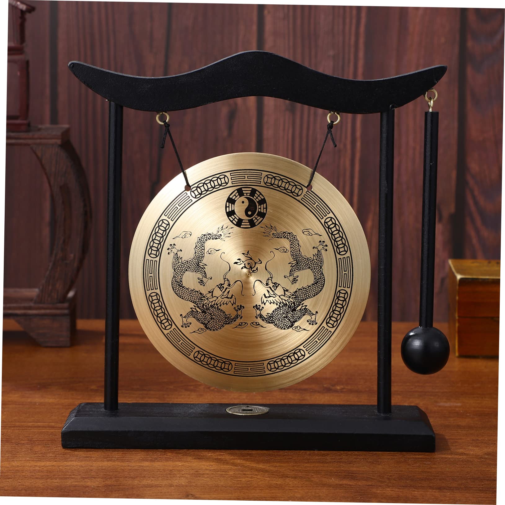 Gong Mit Hammer und Halterung Kleine Gong Dekorative Desktop-Design Dekoration Chinesische Schlaginstrumente Für Zuhause Büro