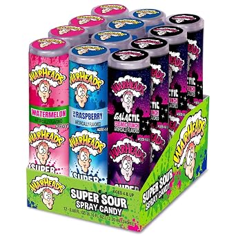 WARHEADS Super Sour Candy Spray Assorted Flavors 0.68 oz Bottles 12 Pack